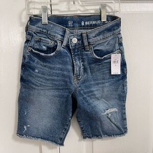 GAP Girl’s Denim Highwaist Bermuda Shorts Size 8 BRAND NEW WITH TAGS